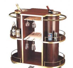 三層橢圓形鋼木制酒水車 酒店餐飲的移動便捷之選
